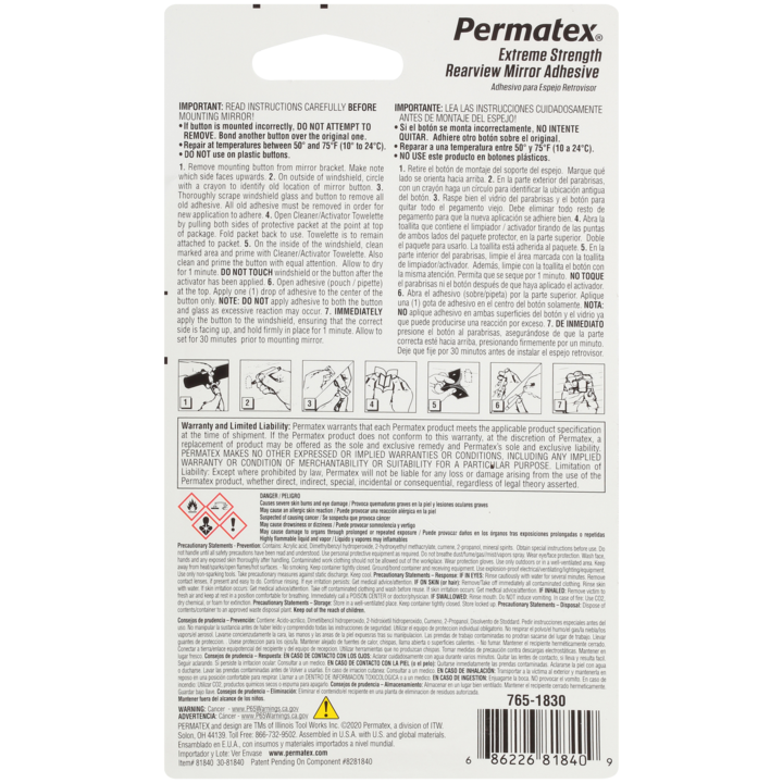 Permatex, Rearview mirror repair kit 09102